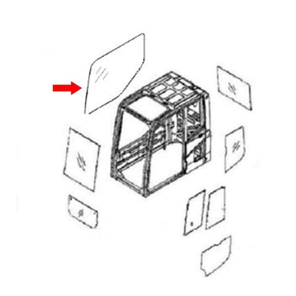 Aftermarket 22B-54-15221 Side Cab Glass Fits Komatsu Excavator PC78US-6-NO PC78US-6-W CAH40-0111 - main